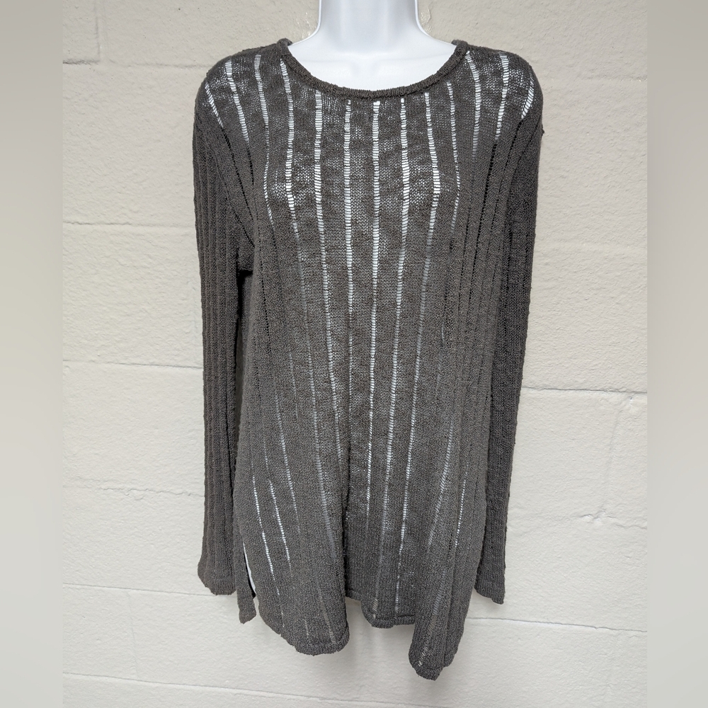 Natural Life Pullover Sweater Size M Semi Sheer Charcoal Gray